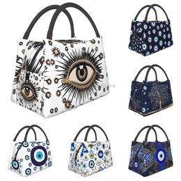 Ice Packs/Isothermic Bags Lunch Bag Tote Bag Blue Greek Evil Eye Lunch Box Insulated Bag Tote Bag Reusable Waterproof For MenWomen Work Travel J230425