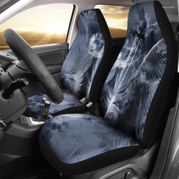Car Seat Covers Grey Feathers Abstract Pair 2 Front Cover For Protector Accessory