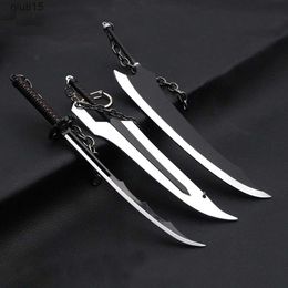 Cartoon Figures BLEACH Weapon Zangetsu Zanpakutou Samurai Royal Steel Katana Anime Weapons Knife Keychains Toys Kid Birthday Gift Men Key Ring T230425