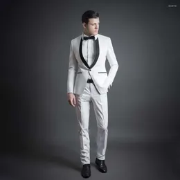 Men's Suits Elegant White Men 2 Piece Latest Design Formal Blazer With Pants Prom Party Wedding Groom Tuxedo Male Suit Slim Fit 2023