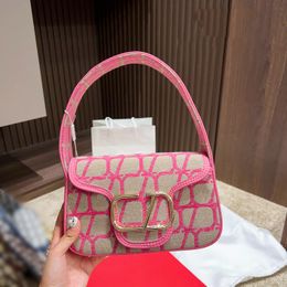 Luxury Embroidery Letters Leather Shoulder Bag Nylon Pochette Underarm Bag Shoulder Pink Designer Tote Fashion Bag Purse and Handbag Crossbody Clutch Travel Bags