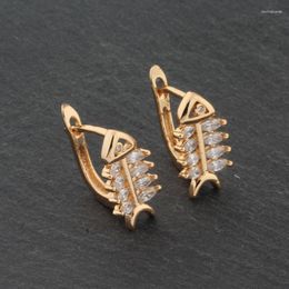 Dangle Earrings Trend Drop Fish Shape Design Natural Zircon Jewellery 2023 Gold Colour Luxury Quality Wedding Cute