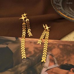 Dangle Earrings S925 Silver Pin Star Shaped Wheat Tassel Fashion Jewelry Brass With 18K Gold Plating Female Christmas Gifts For Women