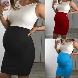 Maternity Dresses Boat Neck Sleeveless Bodycon Pregnancy Dress Wrap Clothes for Po Shoot MC0062 230425