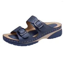 Slippers Womens Plus Size Wedge Sandals PU Leather Breathable Summer Outdoor Slipper Suitable For Going Beach Side Wear