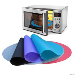 Mats Pads Soft Sile Nonstick Round Microwave Mat Heat Resistant Baking Pad Table Pastry Tray Cooking Tool Home Kitchen Accessori L Dhrb1