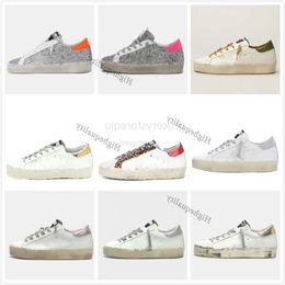 Italy brand Golden Hi Star Sneakers platform sole Women Casual Shoes luxury Classic White Do-old Dirty Designer Fashion Leopard Tail Man