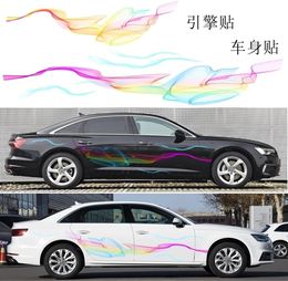 1set/2pcs Universal truck vehical Car sport power whole Body hood Sticker Colourful cloud Decor Vinyl Decals Auto Truck