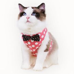 Cat Collars & Leads Pet Adjustable Harness Vest Walking Lead Leash Kitten Clothes Chest Strap Bow Style Fashion Cute Comfortable Supply