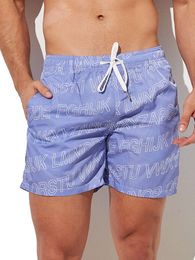 Men's Athleisure Strings Pockets Running Suthing Breathable Beach Gym Letter Print Boxer Shorts Mid Pants