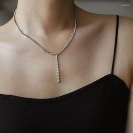 Pendant Necklaces Tennis Chain Y Shape Necklace For Women Stainless Steel Dainty Minimalist Elegant Jewellery