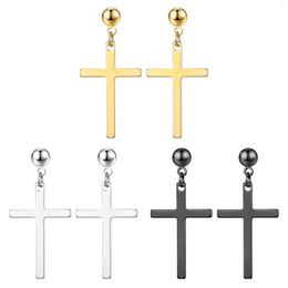 Hoop Earrings Trend Titanium Cross Earings Simple Fashion Stainless Steel Unisex Ball Stud For Women's Jewerly