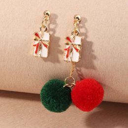 Dangle Earrings Christmas Plush Ball Tassel Long Drop For Women Red Cotton Silk Fabric Fringe 2023 Fashion Woman Jewellery Gift