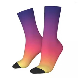 Men's Socks Funny Crazy Sock For Men Clear Sky Series Purple Magenta Orange Yellow Sunrise Hip Hop Harajuku Gradient Colourful Pattern