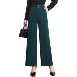 Women's Pants Women Elastic Band High Waist Straight Wide Leg Cropped Thin For Summer Elegant Calf Length Capris Trousers 6XL Plus Size