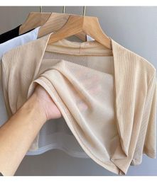 Women's Knits 2023 Women Wrap Jacket Short Sleeve Sheer Soft Chiffon Bolero Shrug Open Front Cardigan For Party Coat Tops