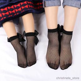 Kids Socks Baby Girls Kids Mesh Socks Bow Fishnet Ankle High Lace Vintage Short Sock Fashion Summer Size Fishnet mesh socks