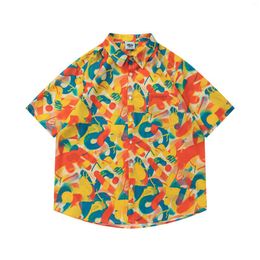 Men's Casual Shirts Summer Full Printed Shirt Loose Design Beach Men For