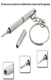 Creative Multi Function Hand Tools 3in1 Mini Screwdriver Keychain Metal Tiny Tool Set Repair Glasses Sunglasses Watch Screwdrive7895412