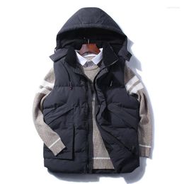 Men's Vests Plus Size Winter Vest Jacket Sleeveless Clothing 2023 Hooded Windbreaker Warm Waistcoat Cotton Down Men Coats E74