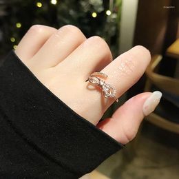 Cluster Rings Korean Butterfly Personality Ring Rhinestone Elegant For Women Open Gift Anniversary Jewelry