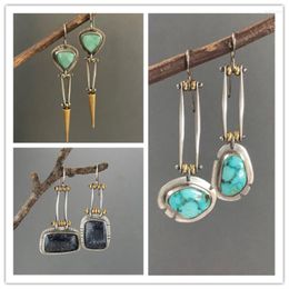 Dangle Earrings Elegant Unique Woman Fashion 925 Silver Needle Two Tone Irregular Mechanical Swing Stone Hook Gifts