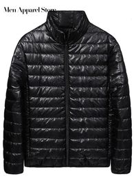Men's Down Parkas Jacket Soft Lightweight Autumn Winter Solid Slim Padded Turtleneck Coat Male Casual Warm Long Sleeve Zipper Jackets 231124