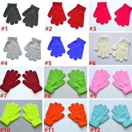 Party Favour Children Winter Gloves Solid Candy Colour Boy Girl Kids Gloves Warm Knitted Finger Mitten Student Outdoor Glove 150pcs LT668