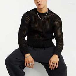 Men's T Shirts Stylish Men Sweater Knitting Hollow Pullover Long Sleeves T-Shirt Camiseta Male Bottoming Tees S-5XL Tops 2023 INCERUN