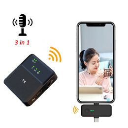 SX31 Wireless Microphone 3 in 1 Noise Reduction Portable Audio Video Recording Professional Lavalier Wireless Microphone For Online Teaching Livestream
