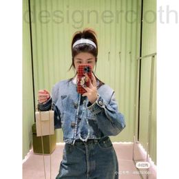 Women's Jackets designer luxury P 23 spring and summer new fashion cool do old wash short denim jacket+straight shorts suit BRZT