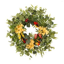 Decorative Flowers Spring Wreath Round Artificial Green Garland Used For Decoration Of Door Wall And Window Wedding