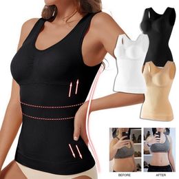 Waist Tummy Shaper Women Thin Body Slimming Vest Lift Up With Breast Pad Tank Top Female Control Shapewear Plus Size Corset 230425