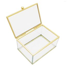 Decorative Flowers Glass Jewellery Box Keepsake Storage Trinket Display Case For Wedding