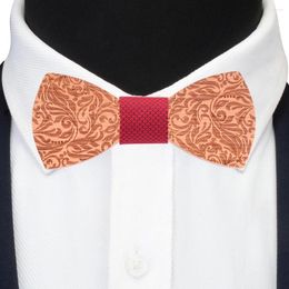 Bow Ties Adjustable Floral Carved Wood Tie Handmade Mens Wooden Business Cravat Party For Men Women Accessory