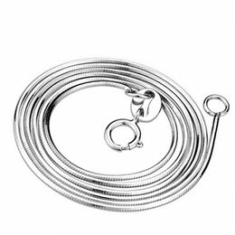 WOMEN Classic Round Snake Bone Chain 14K Plated Platinum 16-30 inch Necklace