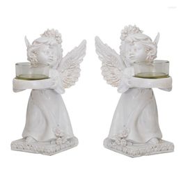 Candle Holders 69HF Angel Figurine Holder Resin Decorative Home Bedroom Living Room Decor