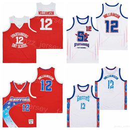 High School Basketball 12 Zion Williamson Jerseys Movie 1 Spartanburg Day Gryphons ALTERNATE Team Orange White HipHop Breathable Sport HipHop Pure Cotton Man