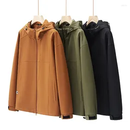 Men's Jackets Solid Color Outdoor Windproof Detachable Hooded Waterproof Versatile Tops Loose Cozy Simple All-Match Couple Coats