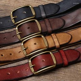 Belts 2023 3.8CM Thick Cowhide Copper Buckle Genuine Leather Casual Jeans Belt Men High Quality Retro Luxury Male Strap Cintos
