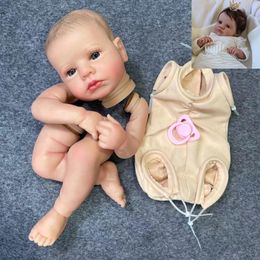 Dolls 20Inch Already Painted Reborn Baby Kit LouLou Awake With Hair and Eyelashes 3D Skin Unassembled DIY Handmade Doll Parts 231124