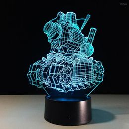 Night Lights Tanks 3D LED Light 7 Color Changing USB Desk Lamp Home Decoration Touch Remtoe Control Creative Kid's Gift