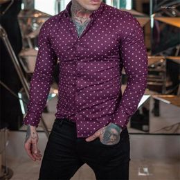 Men's Casual Shirts Fashion Business Shirt Digital Printing White Dot Logo Long Sleeve Street Clothing Top Outdoor Wear