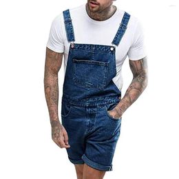 Men's Jeans Fashion Versatile Dungarees Men Suspender Pants Multi Pocket Water Wash Sling Shorts Streetwear Outwear With Casual