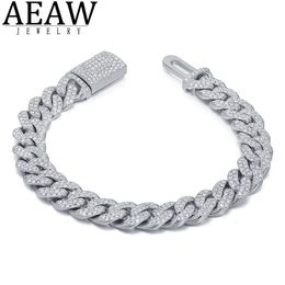 Beaded AEAW Luxury Cuban Curb Miami Link Chain Bracelet for Men Rapper Jewlery S925 Sterlling Silver 230424