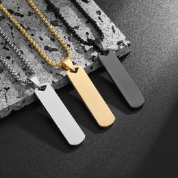 Pendant Necklaces 10pcs 9.5 45MM Simple Stainless Steel Solid Rectangular Geometric Necklace Men's And Women's Jewellery Accessories