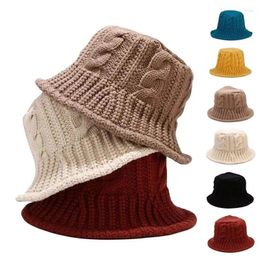 Berets Women's Winter Warm Knitted Wool Bucket Hat Fashion Joker Windproof Fisherman's Leisure Foldable Sun Panama 56-58cm