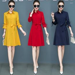 Casual Dresses Spring And Summer Korean Version Of Large Size Women's College Style Temperament Fashion Wild Was Thin Shirt Dress