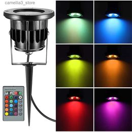 Lawn Lamps OutdoorLED Lawn Light 12W RGB Lawn Garden Flood Light Yard Patio Path Spotlight Lamp with Spike Dual-use US Plug AC 85-265V Q231125