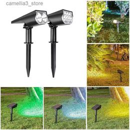 Lawn Lamps Solar Outdoor Light 2/4/7LED Courtyard Trees Lawn Spotlights White/Warm/RGB Light Waterproof Ground-in Type Garden Villa Lamps Q231125